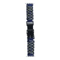For Apple Watch Series 9 41mm Dual-layer Braided Paracord Buckle Watch Band(Navy Army Green)