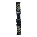 For Apple Watch SE 44mm Dual-layer Braided Paracord Buckle Watch Band(Black Army Green)