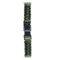 For Apple Watch SE 44mm Dual-layer Braided Paracord Buckle Watch Band(Army Green Black)