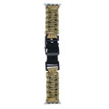 For Apple Watch SE 44mm Dual-layer Braided Paracord Buckle Watch Band(Khaki Army Green)