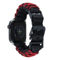 For Apple Watch Series 5 44mm Dual-layer Braided Paracord Buckle Watch Band(Black Red)