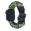 For Apple Watch 42mm Dual-layer Braided Paracord Buckle Watch Band(Army Green Black)