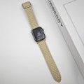 For Apple Watch SE 2023 44mm Rhombus Pattern Magnetic Square Buckle Leather Watch Band(Starlight Col