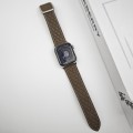For Apple Watch SE 2023 44mm Rhombus Pattern Magnetic Square Buckle Leather Watch Band(Brown)