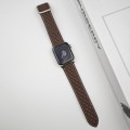 For Apple Watch Series 9 41mm Rhombus Pattern Magnetic Square Buckle Leather Watch Band(Dark Coffee)