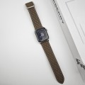 For Apple Watch Series 5 44mm Rhombus Pattern Magnetic Square Buckle Leather Watch Band(Brown)