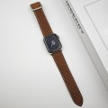 For Apple Watch Series 2 38mm Rhombus Pattern Magnetic Square Buckle Leather Watch Band(Dark Brown)