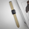 For Apple Watch SE 2023 44mm Rhombus Pattern Magnetic Folding Buckle Leather Watch Band(Starlight Co