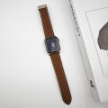 For Apple Watch Series 9 45mm Rhombus Pattern Magnetic Folding Buckle Leather Watch Band(Dark Brown)