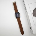 For Apple Watch Series 8 41mm Rhombus Pattern Magnetic Folding Buckle Leather Watch Band(Dark Brown)