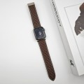 For Apple Watch Series 6 44mm Rhombus Pattern Magnetic Folding Buckle Leather Watch Band(Dark Coffee