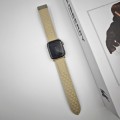 For Apple Watch Series 3 38mm Rhombus Pattern Magnetic Folding Buckle Leather Watch Band(Starlight C