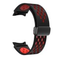 For Samsung Galaxy Watch 6 / 6 Classic Two Color Magnetic Folding Black Buckle Watch Band(Black Red)