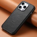For iPhone 15 Pro Max Denior Cowhide Texture Leather MagSafe Phone Case(Black)