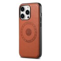 For iPhone 15 Pro Max Denior Cowhide Texture Leather MagSafe Phone Case(Brown)