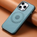 For iPhone 15 Pro Denior Cowhide Texture Leather MagSafe Phone Case(Blue)