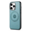 For iPhone 15 Pro Denior Cowhide Texture Leather MagSafe Phone Case(Blue)