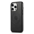 For iPhone 15 Pro Denior Cowhide Texture Leather MagSafe Phone Case(Black)