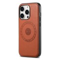 For iPhone 14 Pro Max Denior Cowhide Texture Leather MagSafe Phone Case(Brown)