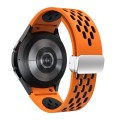 For Samsung Galaxy Watch 6 / 6 Classic Two Color Magnetic Folding Silver Buckle Watch Band(Orange Bl