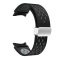 For Samsung Galaxy Watch 6 / 6 Classic Two Color Magnetic Folding Silver Buckle Watch Band(Black Gre