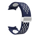For Samsung Galaxy Watch 6 / 6 Classic Two Color Magnetic Folding Silver Buckle Watch Band(Midnight