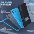 For Xiaomi Redmi Pad SE 11 2023 Contrast Color Silicone Hybrid PC Tablet Case with Holder(Black Blue