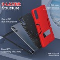 For Xiaomi Redmi Pad SE 11 2023 Contrast Color Silicone Hybrid PC Tablet Case with Holder(Red Black)