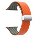 For Apple Watch SE 2023 44mm Carbon Fiber Magnetic Silver Buckle Watch Band(Orange Grass)