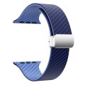 For Apple Watch SE 2023 40mm Carbon Fiber Magnetic Silver Buckle Watch Band(Royal Blue Light Blue)