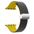 For Apple Watch SE 2023 40mm Carbon Fiber Magnetic Silver Buckle Watch Band(Black Yellow)