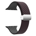 For Apple Watch SE 2023 40mm Carbon Fiber Magnetic Silver Buckle Watch Band(Dark Brown Black)