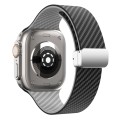 For Apple Watch Ultra 2 49mm Carbon Fiber Magnetic Silver Buckle Watch Band(Black Grey)