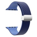 For Apple Watch Series 9 41mm Carbon Fiber Magnetic Silver Buckle Watch Band(Royal Blue Light Blue)