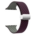 For Apple Watch Series 9 41mm Carbon Fiber Magnetic Silver Buckle Watch Band(Purple Green)