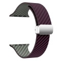 For Apple Watch Series 8 45mm Carbon Fiber Magnetic Silver Buckle Watch Band(Purple Green)