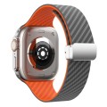 For Apple Watch Series 7 45mm Carbon Fiber Magnetic Silver Buckle Watch Band(Spacy Grey Orange)