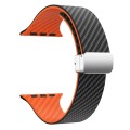 For Apple Watch SE 40mm Carbon Fiber Magnetic Silver Buckle Watch Band(Black Orange)