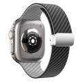 For Apple Watch Series 6 44mm Carbon Fiber Magnetic Silver Buckle Watch Band(Black Grey)