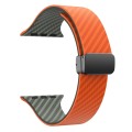 For Apple Watch Ultra 2 49mm Carbon Fiber Magnetic Black Buckle Watch Band(Orange Grass)