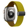 For Apple Watch Ultra 2 49mm Carbon Fiber Magnetic Black Buckle Watch Band(Olive Brown)