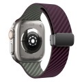 For Apple Watch Ultra 2 49mm Carbon Fiber Magnetic Black Buckle Watch Band(Purple Green)