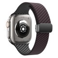 For Apple Watch Ultra 2 49mm Carbon Fiber Magnetic Black Buckle Watch Band(Dark Brown Black)