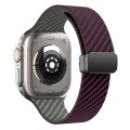 For Apple Watch Series 9 45mm Carbon Fiber Magnetic Black Buckle Watch Band(Purple Green)