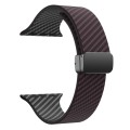 For Apple Watch Series 9 45mm Carbon Fiber Magnetic Black Buckle Watch Band(Dark Brown Black)