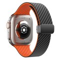 For Apple Watch Series 9 41mm Carbon Fiber Magnetic Black Buckle Watch Band(Black Orange)