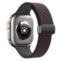 For Apple Watch Series 9 41mm Carbon Fiber Magnetic Black Buckle Watch Band(Dark Brown Black)