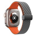 For Apple Watch Series 9 41mm Carbon Fiber Magnetic Black Buckle Watch Band(Spacy Grey Orange)