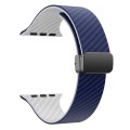 For Apple Watch Ultra 49mm Carbon Fiber Magnetic Black Buckle Watch Band(Royal Blue White)