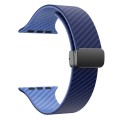 For Apple Watch Ultra 49mm Carbon Fiber Magnetic Black Buckle Watch Band(Royal Blue Light Blue)